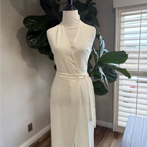 H&M White Wide-Leg Jumpsuit with Halter Neckline